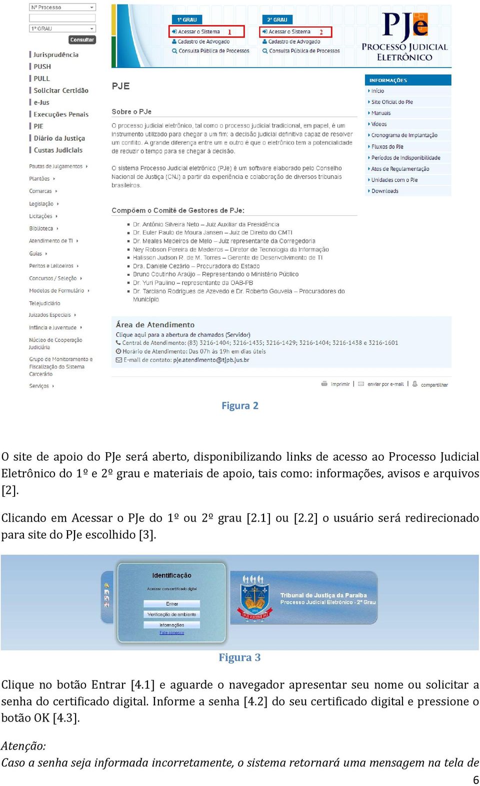 2] o usuário será redirecionado para site do PJe escolhido [3]. Figura 3 Clique no botão Entrar [4.