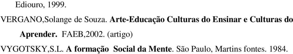 Aprender. FAEB,2002. (artigo) VYGOTSKY,S.L.