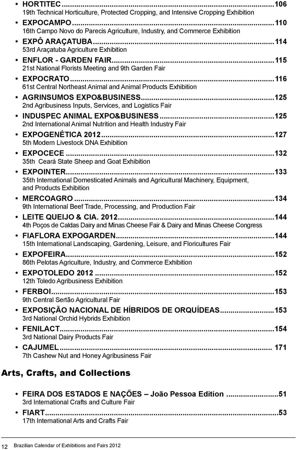 ..115 21st National Florists Meeting and 9th Garden Fair EXPOCRATO...116 61st Central Northeast Animal and Animal Products Exhibition AGRINSUMOS EXPO&BUSINESS.