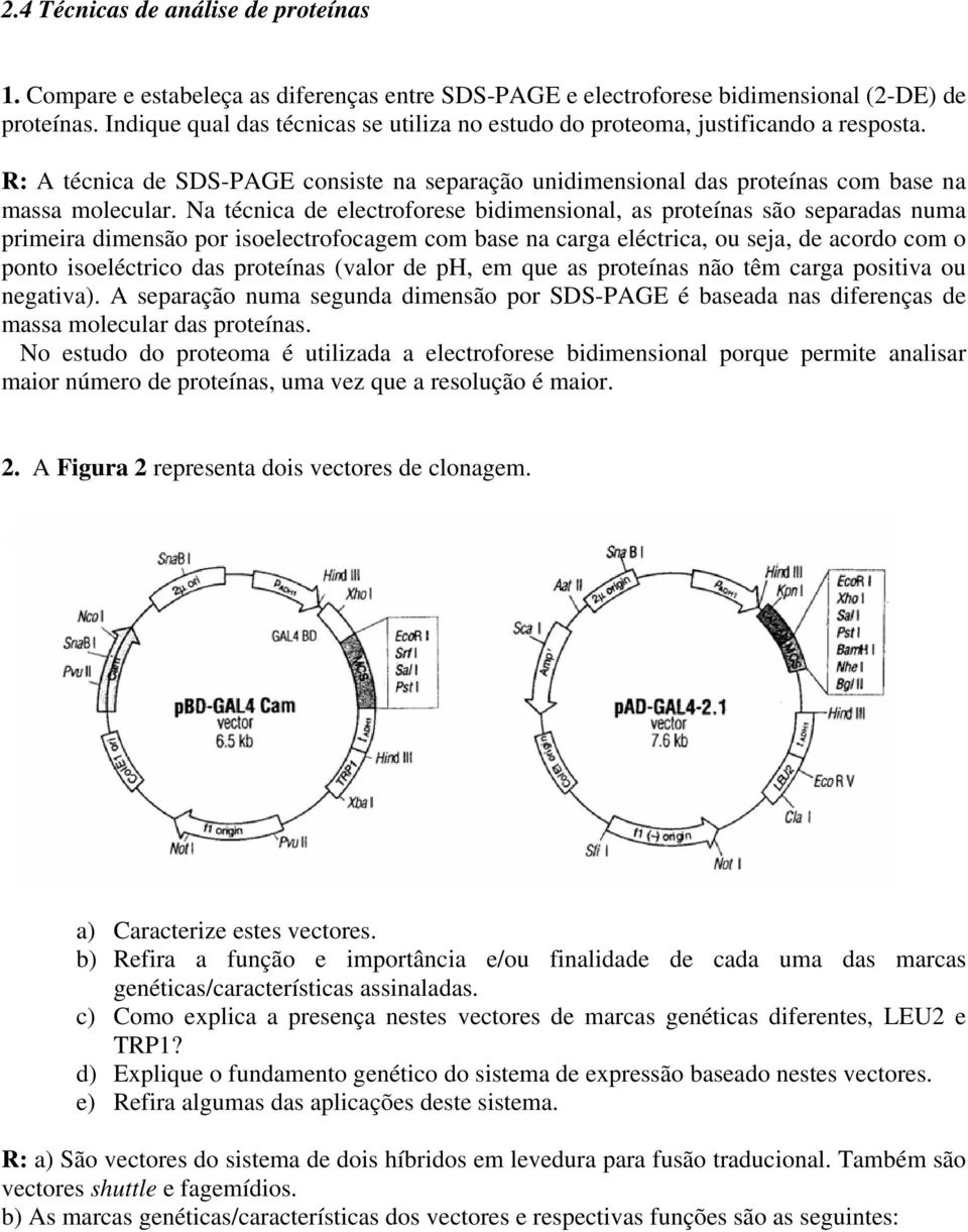 Na técnica de electroforese bidimensional, as proteínas são separadas numa primeira dimensão por isoelectrofocagem com base na carga eléctrica, ou seja, de acordo com o ponto isoeléctrico das