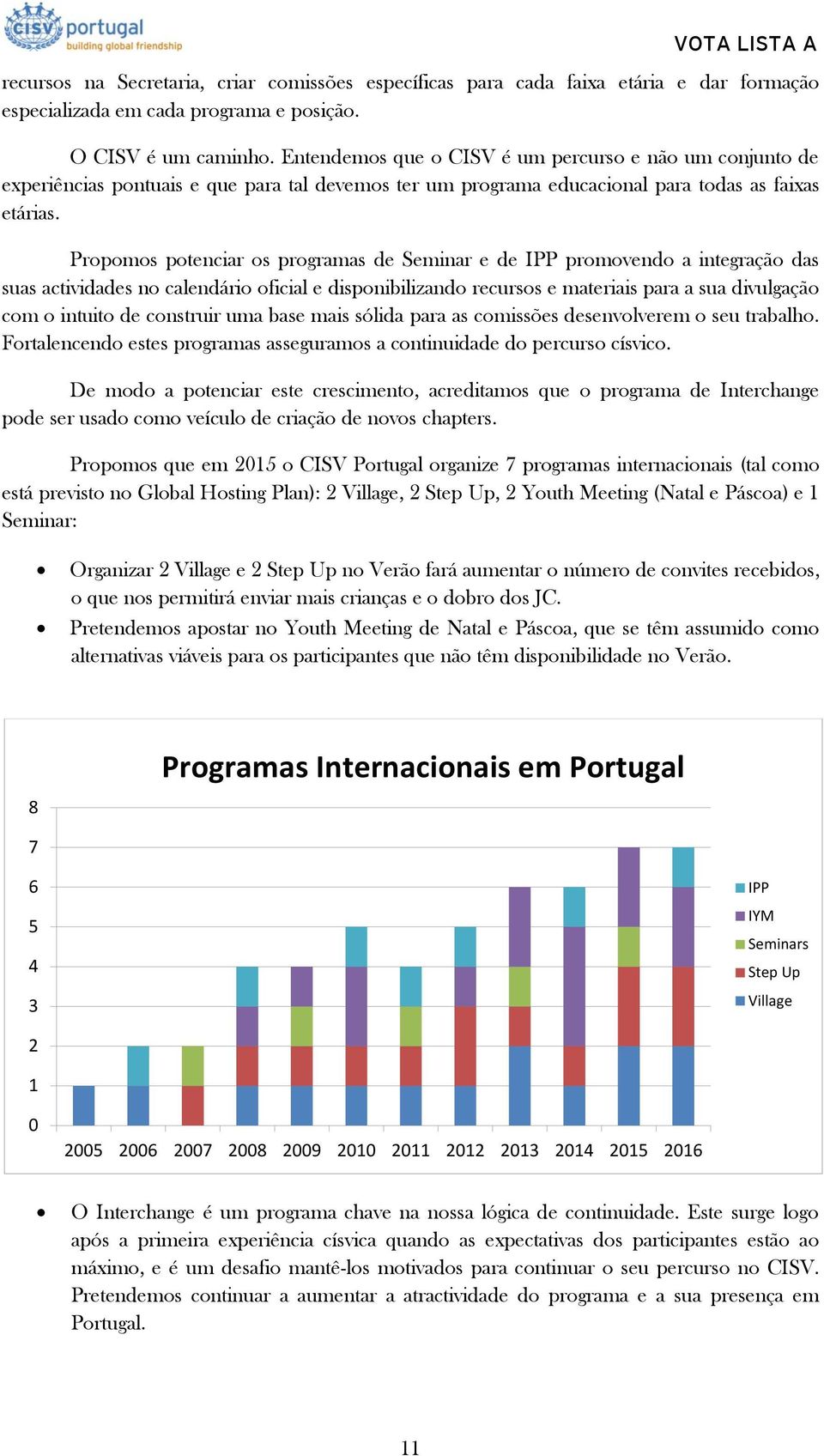 Propomos potenciar os programas de Seminar e de IPP promovendo a integração das suas actividades no calendário oficial e disponibilizando recursos e materiais para a sua divulgação com o intuito de