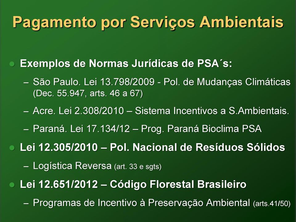 Paraná. Lei 17.134/12 Prog. Paraná Bioclima PSA Lei 12.305/2010 Pol.