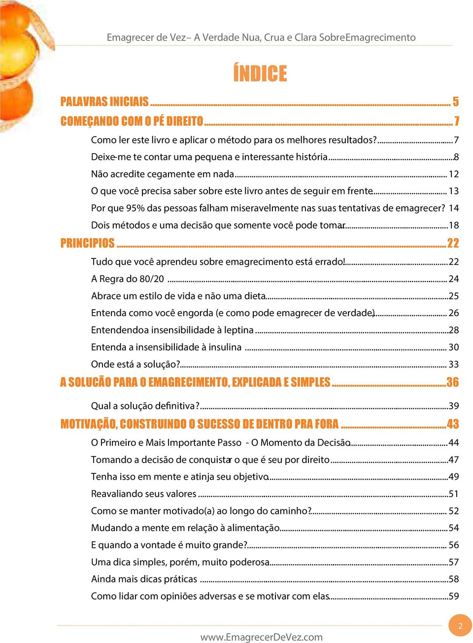 14 Dois métodos e uma decisão que somente você pode tomar... 18 PRINCIPIOS... 22 Tudo que você aprendeu sobre emagrecimento está errado!... 22 A Regra do 80/20.