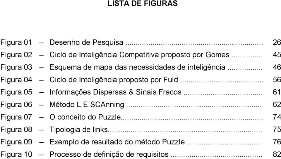 .. 56 Figura 05 Informações Dispersas & Sinais Fracos... 61 Figura 06 Método L.E.SCAnning... 62 Figura 07 O conceito do Puzzle.