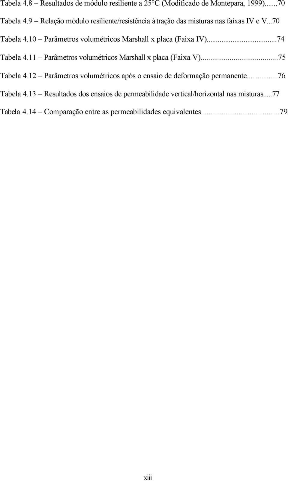 10 Parâmetros volumétricos Marshall x placa (Faixa IV)...74 Tabela 4.11 Parâmetros volumétricos Marshall x placa (Faixa V)...75 Tabela 4.
