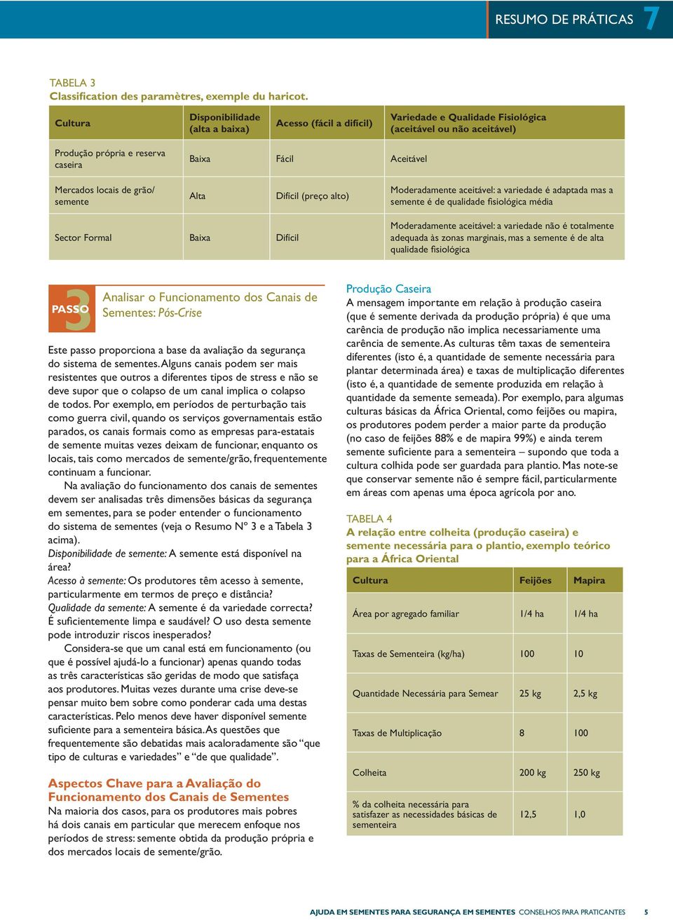 Funcionamento dos Canais de Sementes: Este passo proporciona a base da avaliação da segurança do sistema de sementes.