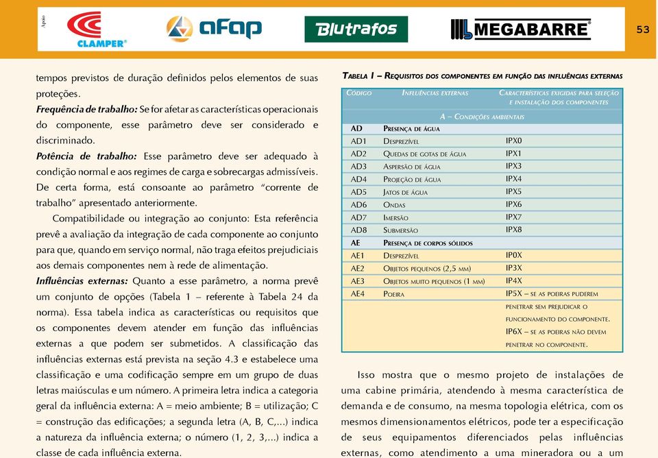 Potência de trabalho: Esse parâmetro deve ser adequado à condição normal e aos regimes de carga e sobrecargas admissíveis.