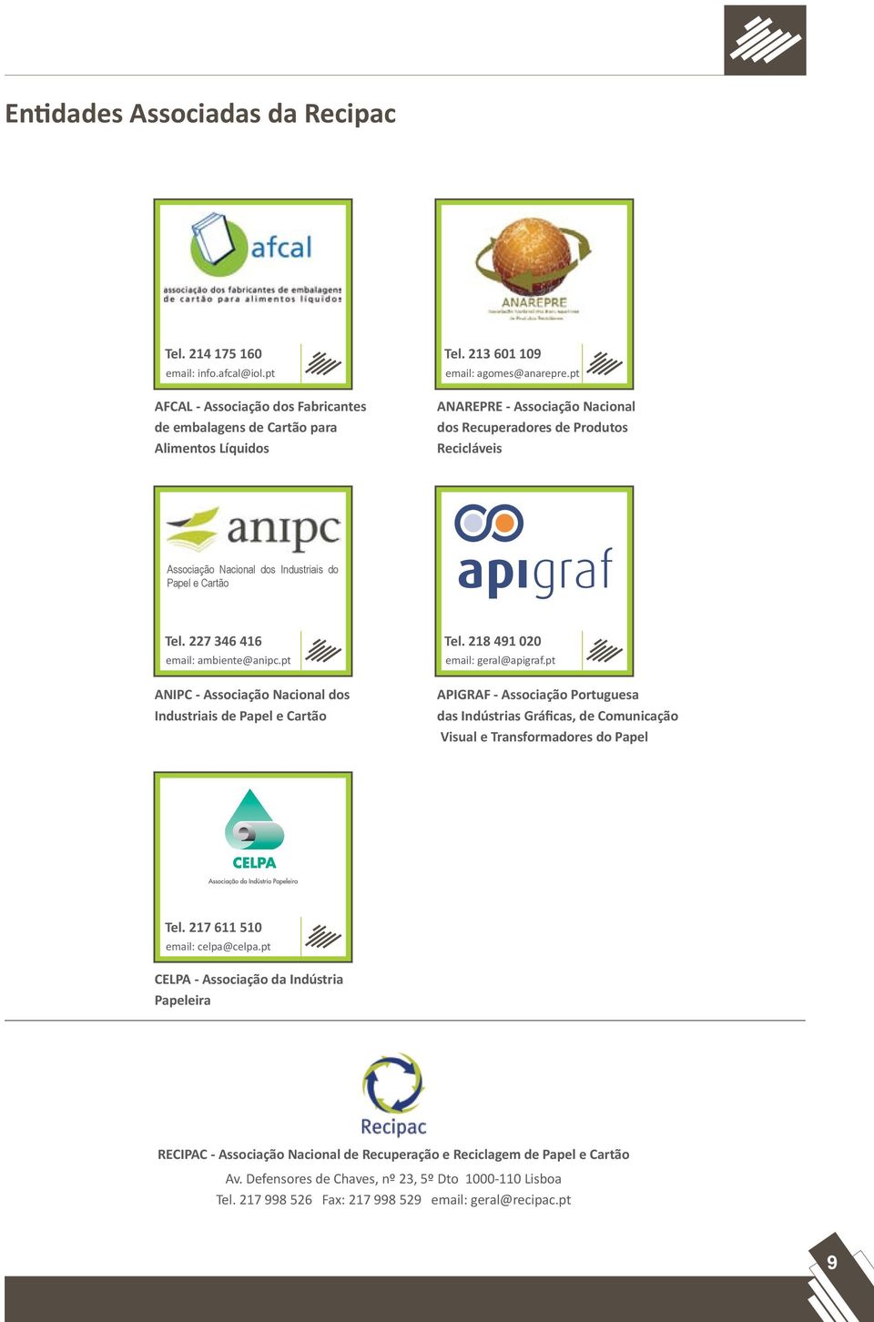pt ANIPC - Associação Nacional dos Industriais de Papel e Cartão Tel. 218 491 2 email: geral@apigraf.