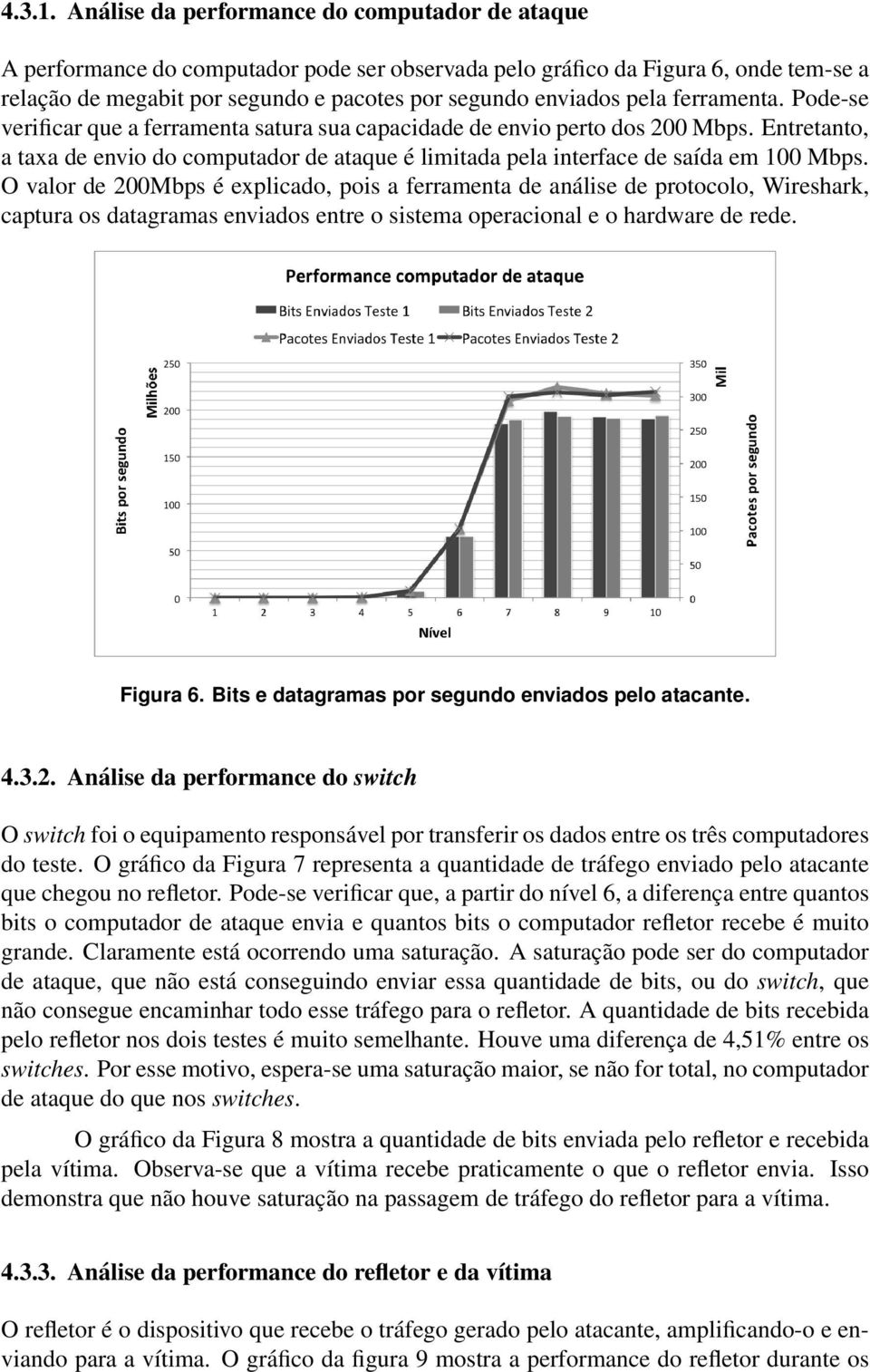 pela ferramenta. Pode-se verificar que a ferramenta satura sua capacidade de envio perto dos 200 Mbps.