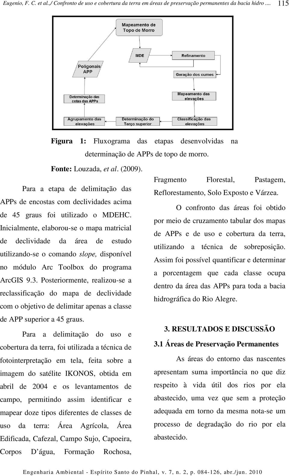 Inicialmente, elaborou-se o mapa matricial de declividade da área de estudo utilizando-se o comando slope, disponível no módulo Arc Toolbox do programa ArcGIS 9.3.