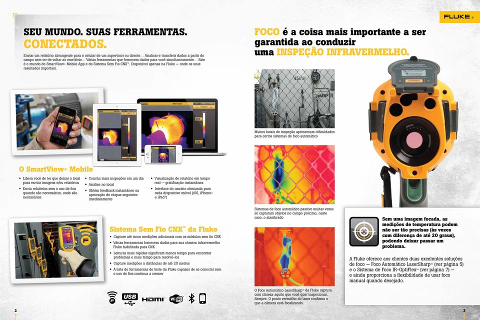 simultaneamente Este é o mundo do SmartView Mobile App e do Sistema Sem Fio CNX. Disponível apenas na Fluke onde os seus resultados importam.