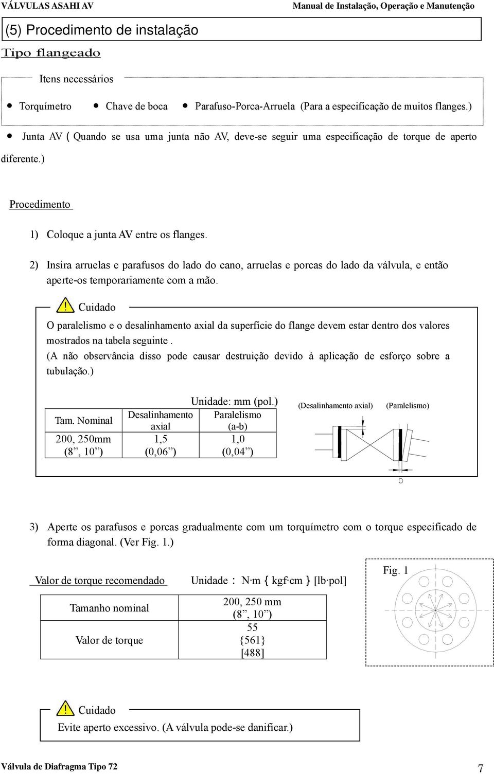 2) Insira arruelas e parafusos do lado do cano, arruelas e porcas do lado da válvula, e então aperte-os temporariamente com a mão.