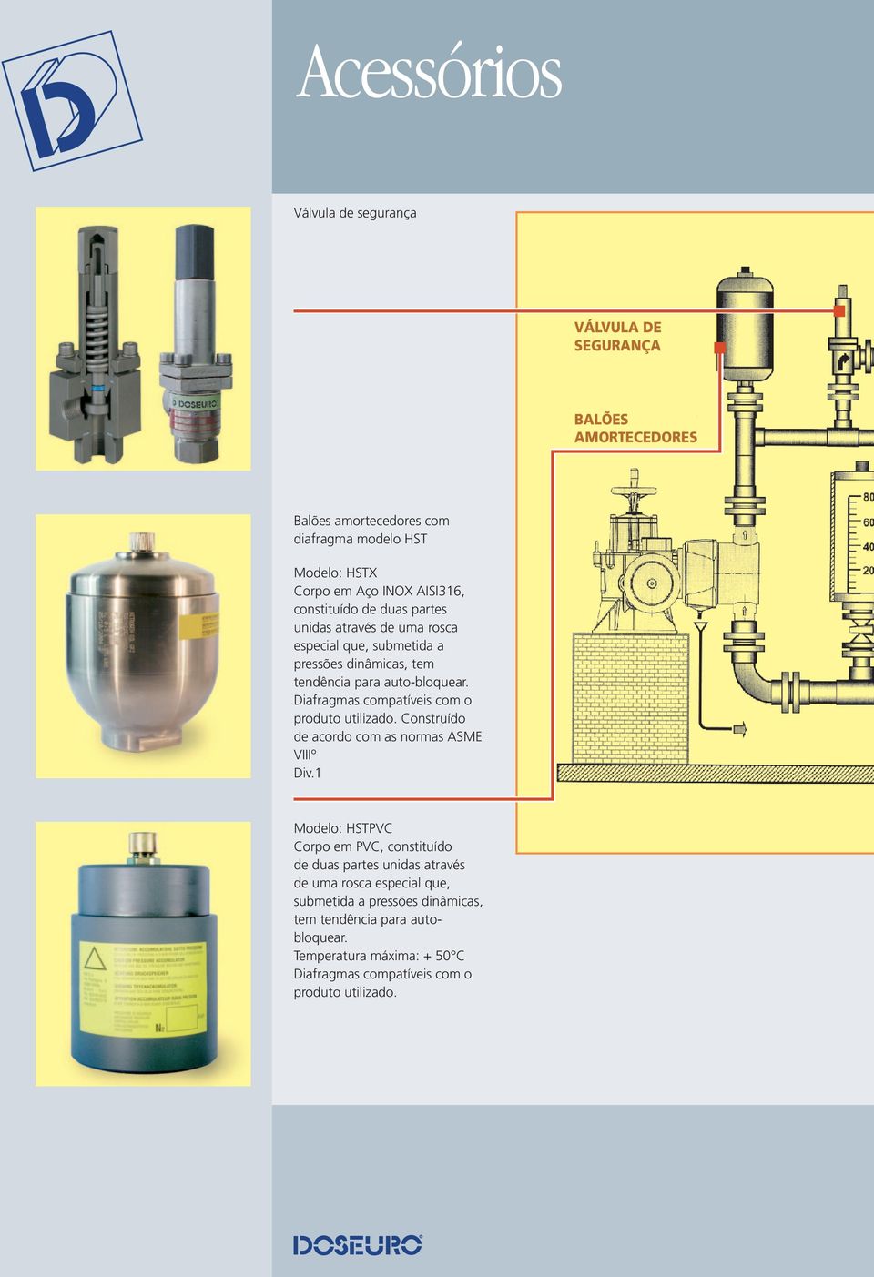 Diafragmas compatíveis com o produto utilizado. Construído de acordo com as normas ASME VIIIº Div.