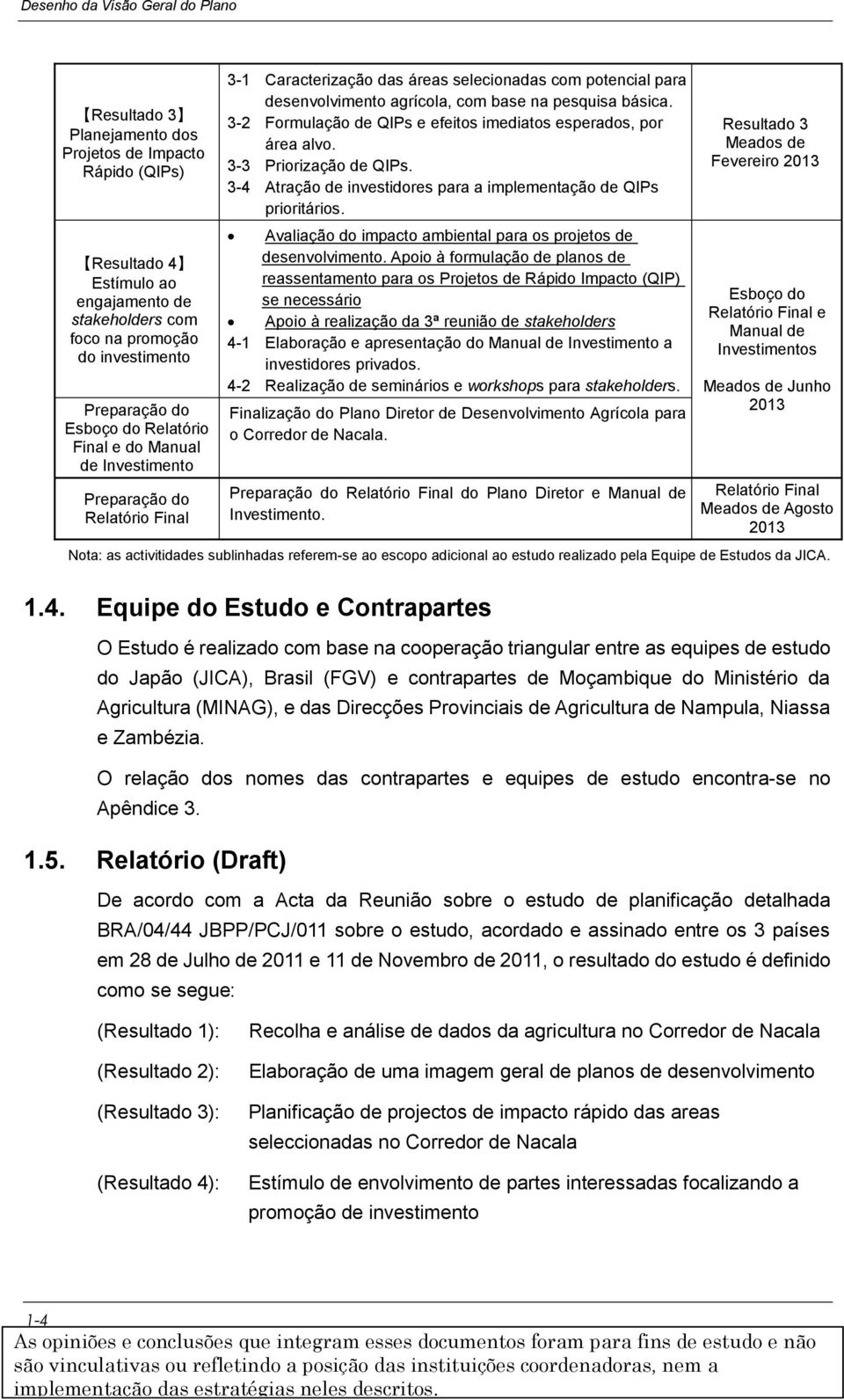 3-2 Formulação de QIPs e efeitos imediatos esperados, por área alvo. 3-3 Priorização de QIPs. 3-4 Atração de investidores para a implementação de QIPs prioritários.