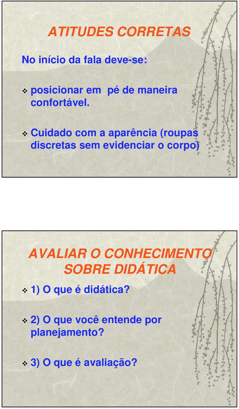 Cuidado com a aparência (roupas discretas sem evidenciar o corpo)