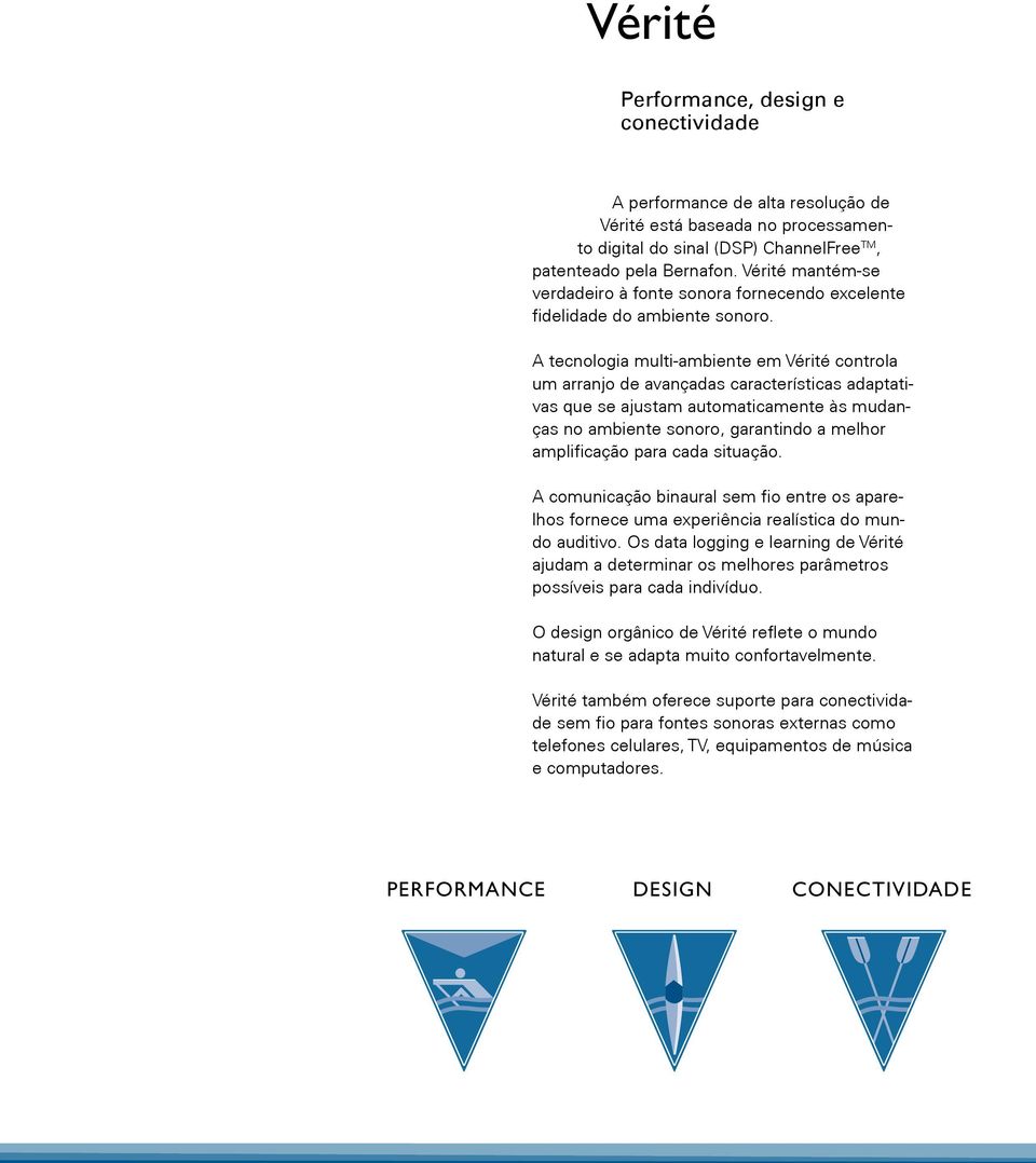 A tecnologia multi-ambiente em Vérité controla um arranjo de avançadas características adaptativas que se ajustam automaticamente às mudanças no ambiente sonoro, garantindo a melhor amplificação para