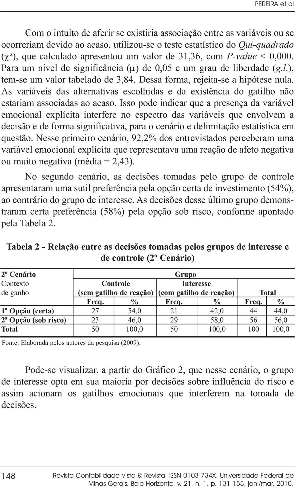 As variáveis das alternativas escolhidas e da existência do gatilho não estariam associadas ao acaso.