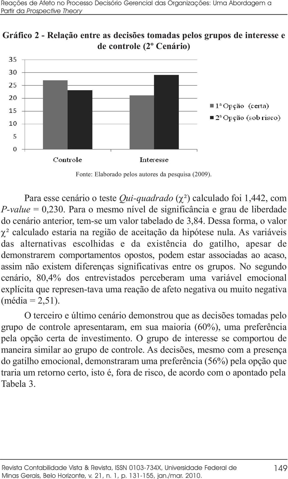 Para o mesmo nível de significância e grau de liberdade do cenário anterior, tem-se um valor tabelado de 3,84. Dessa forma, o valor χ² calculado estaria na região de aceitação da hipótese nula.