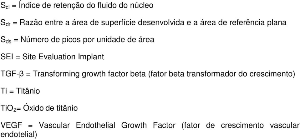 TGF-β = Transforming growth factor beta (fator beta transformador do crescimento) Ti = Titânio TiO 2