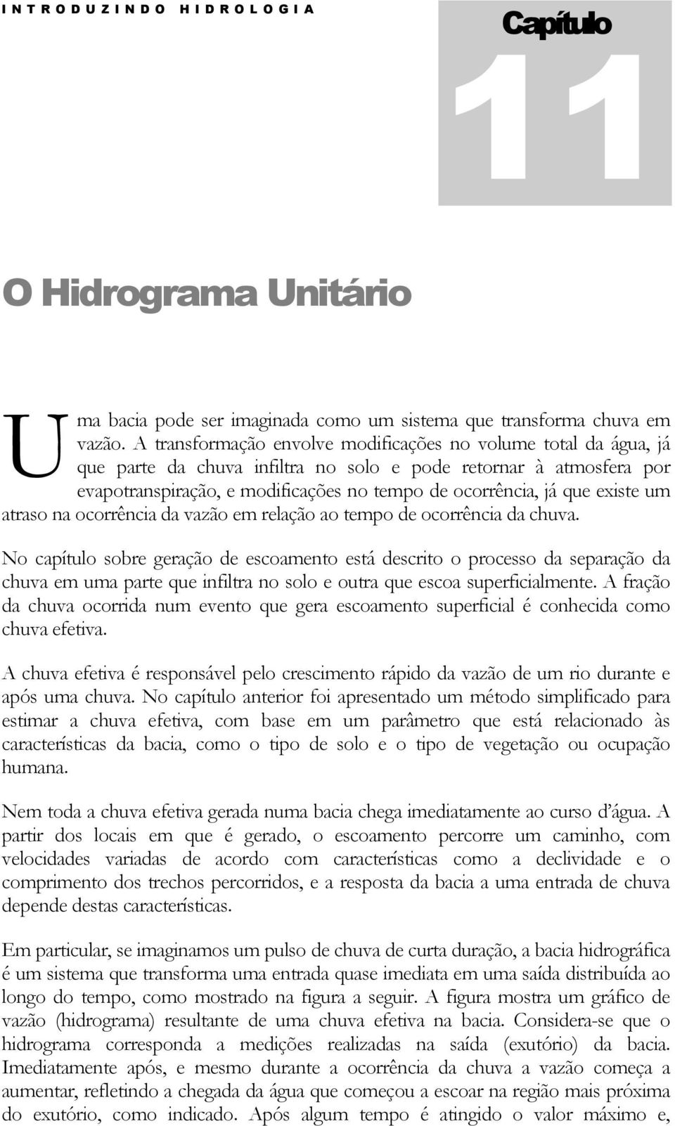 existe um atraso na ocorrência da vazão em relação ao tempo de ocorrência da chuva.