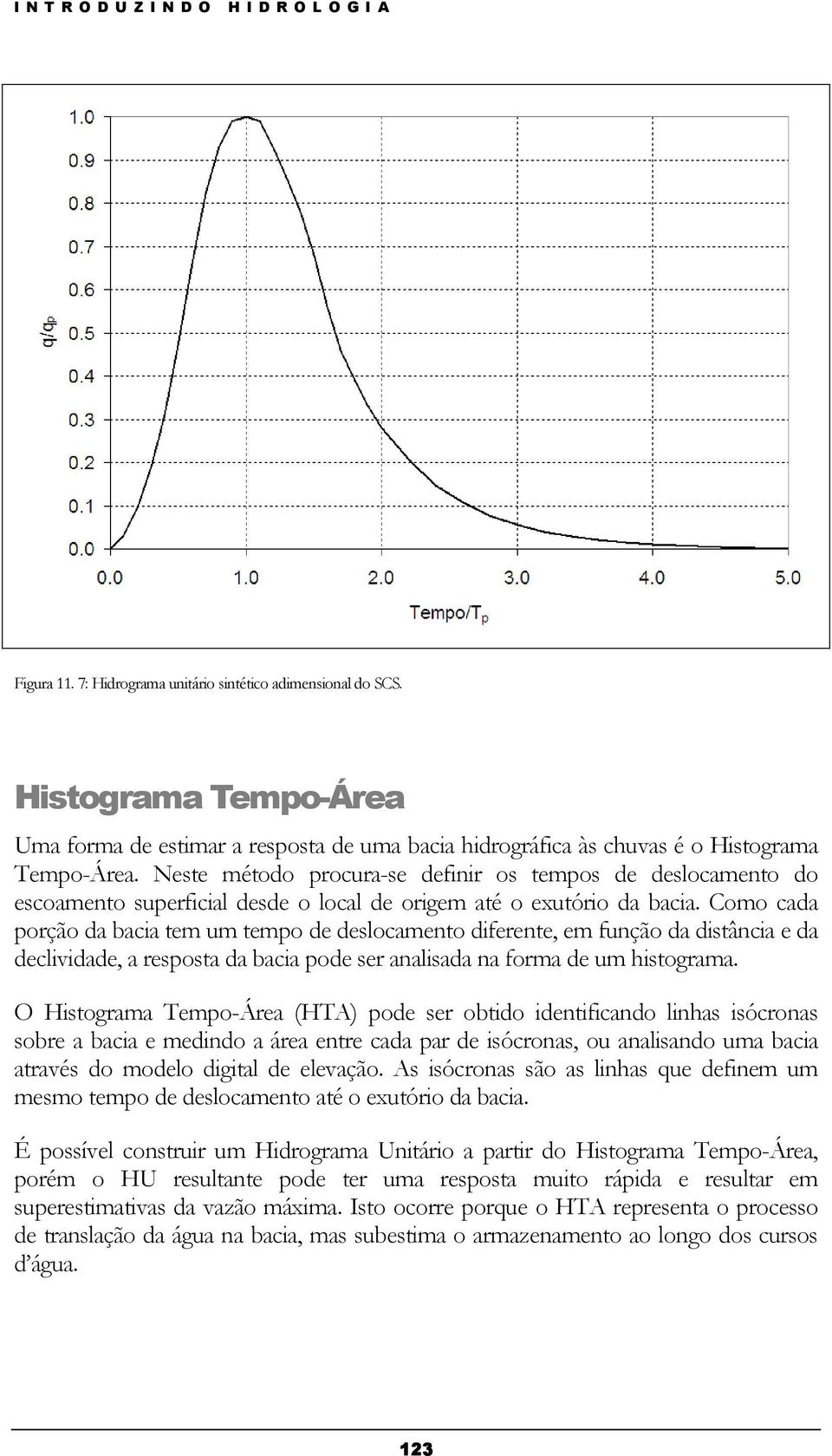 Como cada porção da bacia tem um tempo de deslocamento diferente, em função da distância e da declividade, a resposta da bacia pode ser analisada na forma de um histograma.