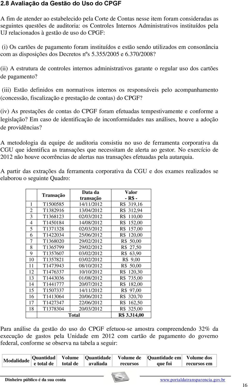 370/2008? (ii) A estrutura de controles internos administrativos garante o regular uso dos cartões de pagamento?