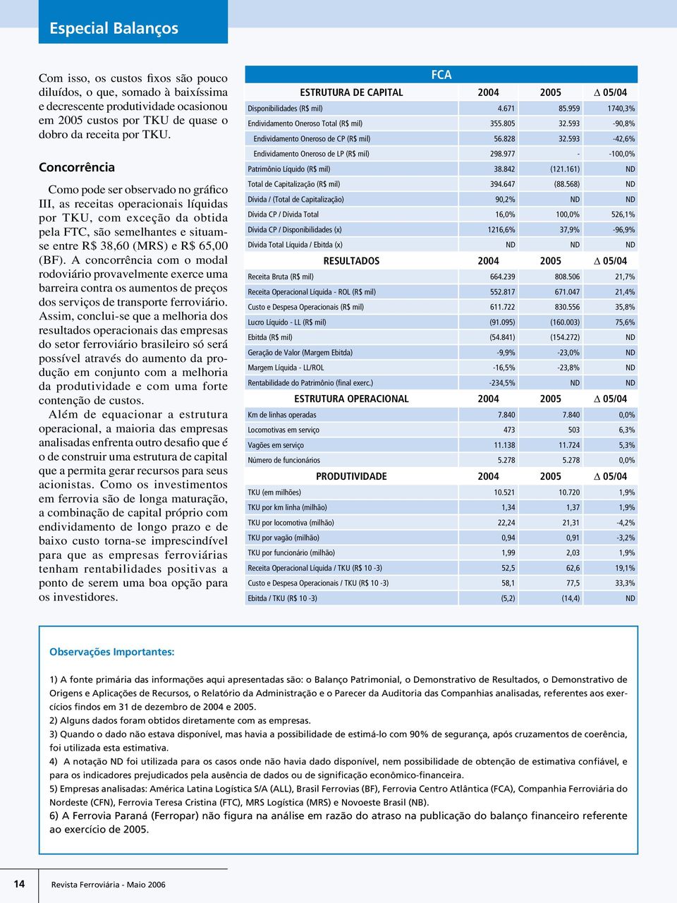 A concorrência com o modal rodoviário provavelmente exerce uma barreira contra os aumentos de preços dos serviços de transporte ferroviário.