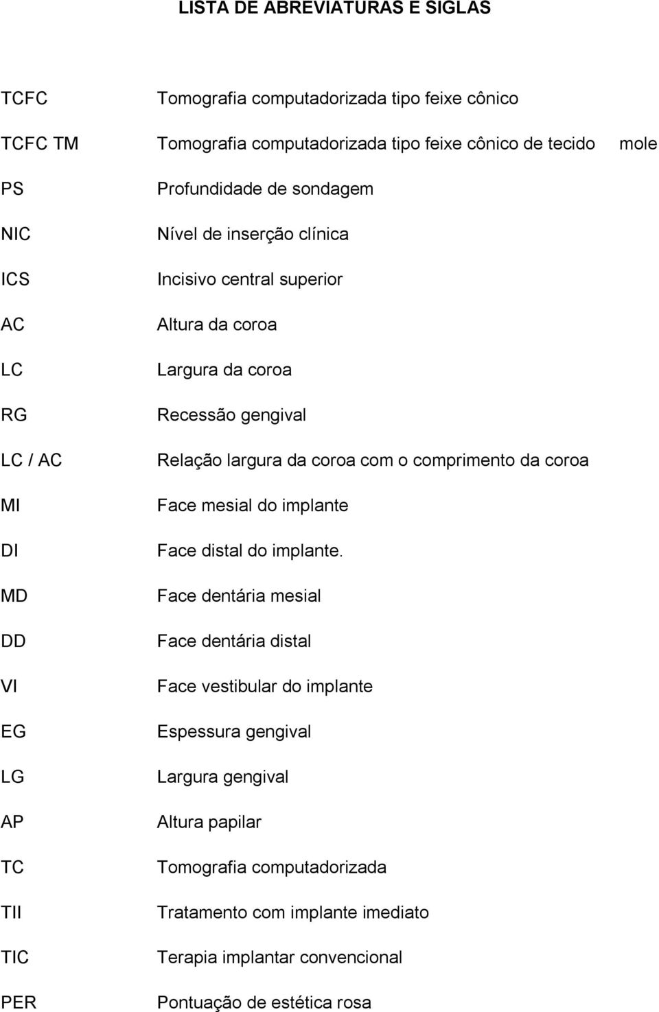 gengival Relação largura da coroa com o comprimento da coroa Face mesial do implante Face distal do implante.