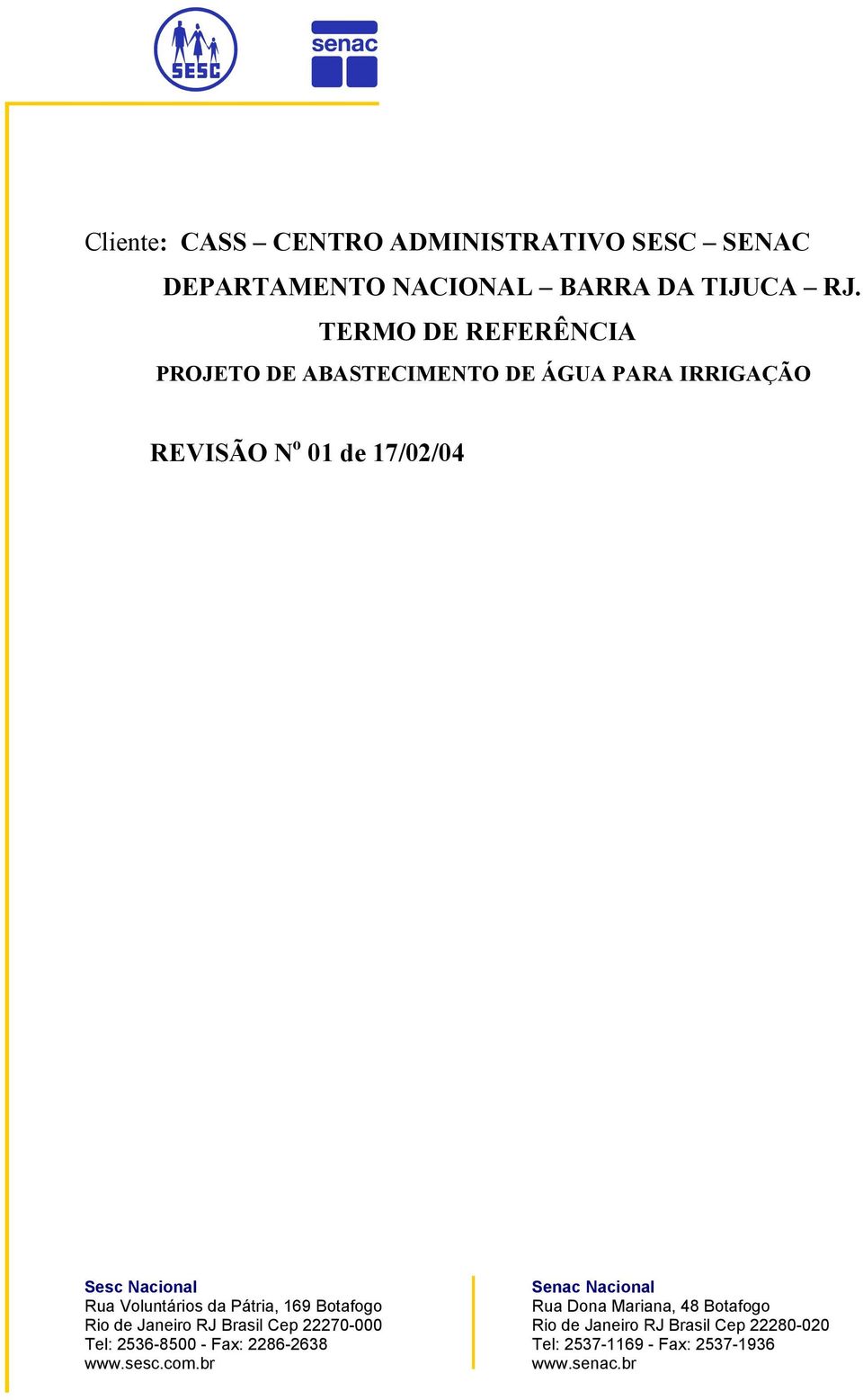 RJ. TERMO DE REFERÊNCIA PROJETO DE