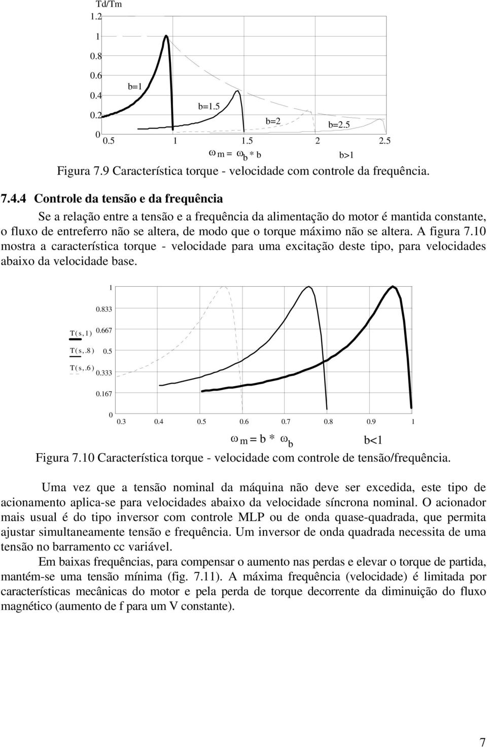 4 Controle da tensão e da frequência Se a relação entre a tensão e a frequência da alimentação do motor é mantida constante, o fluxo de entreferro não se altera, de modo que o torque máximo não se