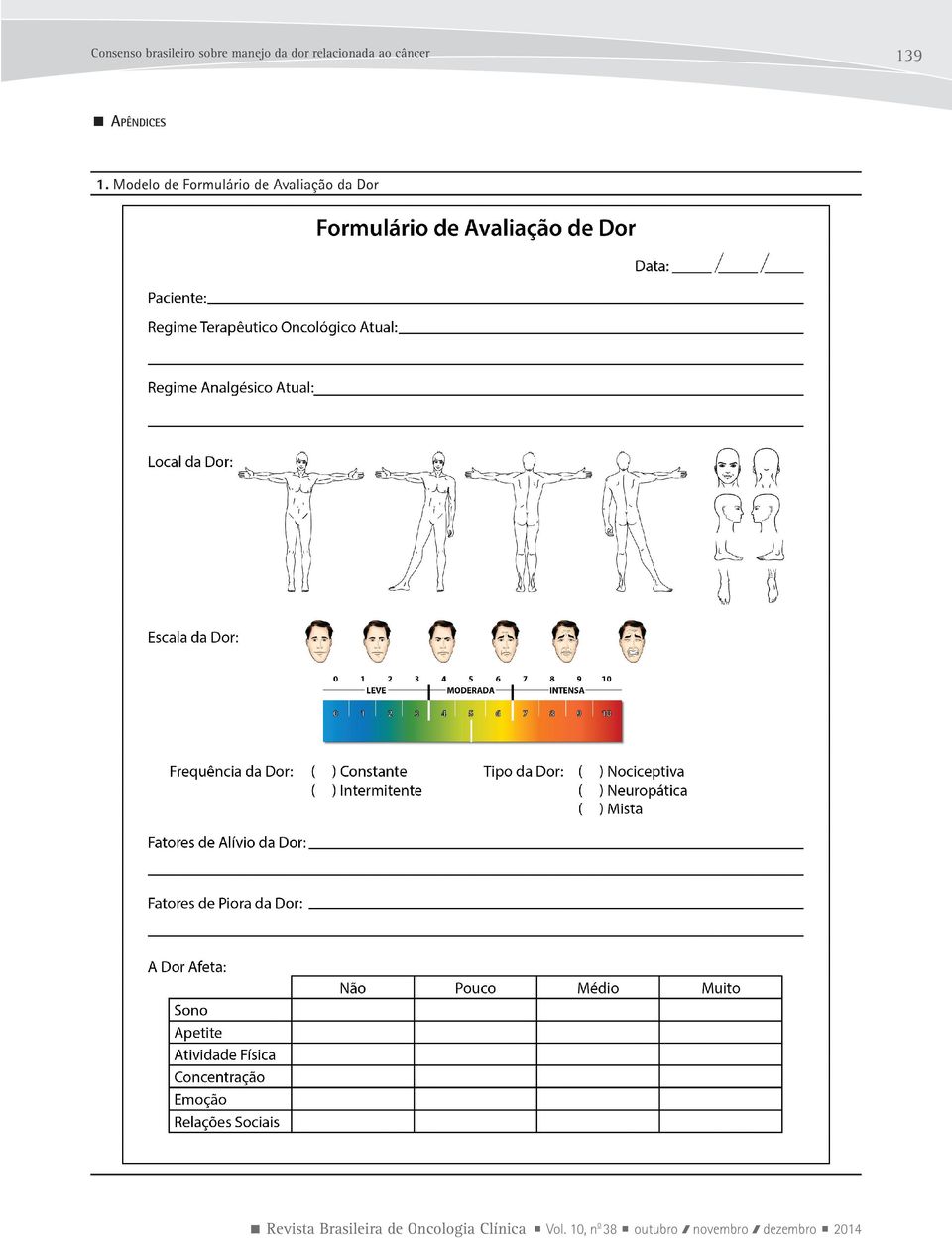 Modelo de Formulário de Avaliação da Dor Revista