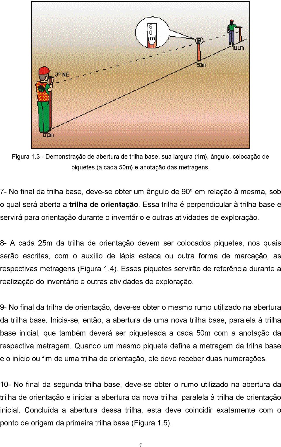 Essa trilha é perpendicular à trilha base e servirá para orientação durante o inventário e outras atividades de exploração.