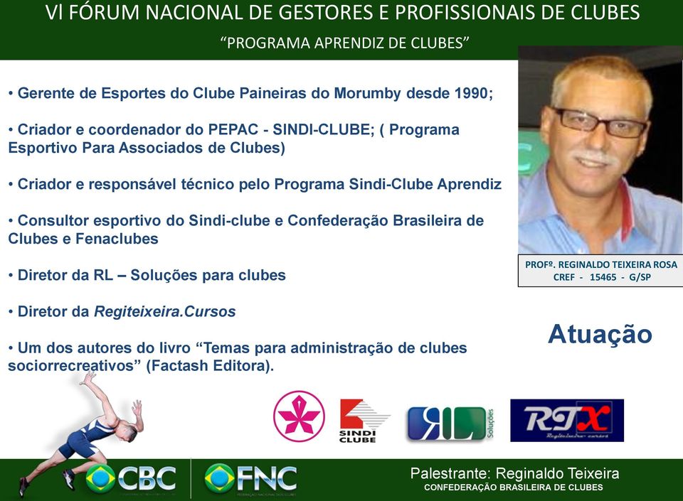 Confederação Brasileira de Clubes e Fenaclubes Diretor da RL Soluções para clubes Diretor da Regiteixeira.