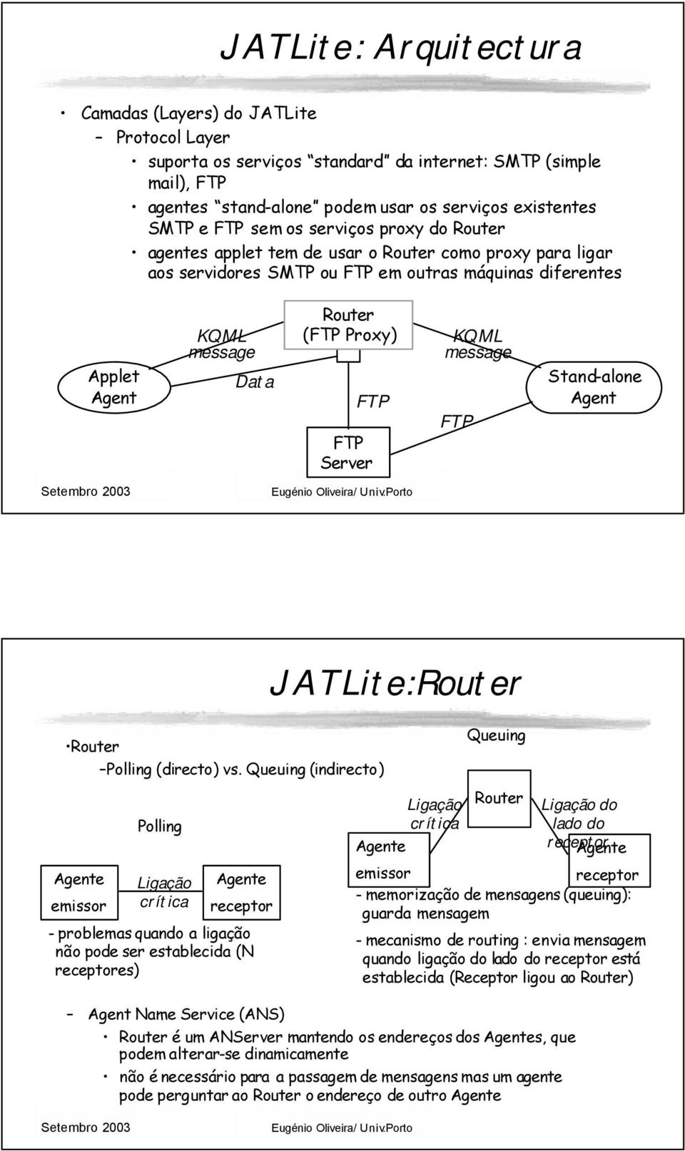 Server KQML message FTP Stand-alone Router Polling (directo) vs.