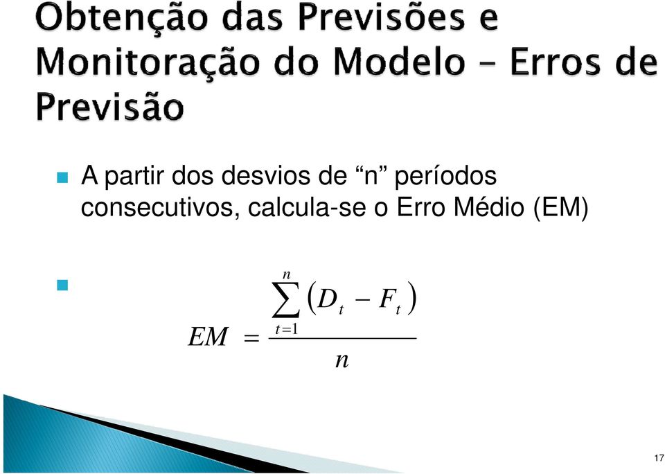 calcula-se o Erro Médio