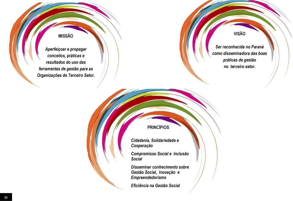 VISÃO Ser reconhecida no Paraná como disseminadora das boas práticas de gestão no terceiro setor.