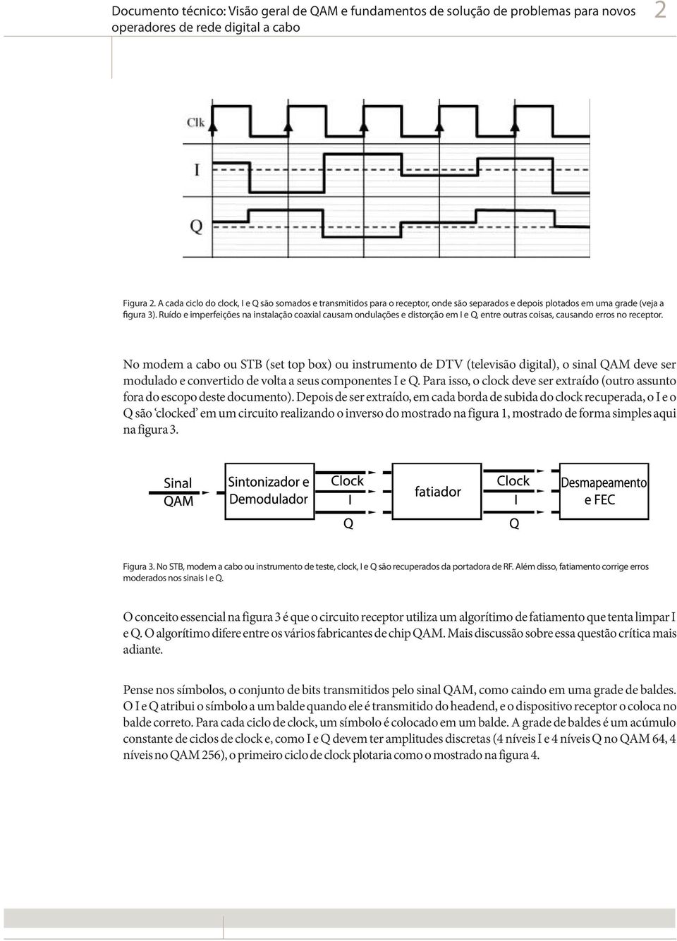 No modem a cabo ou STB (set top box) ou instrumento de DTV (televisão digital), o sinal QAM deve ser modulado e convertido de volta a seus componentes I e Q.