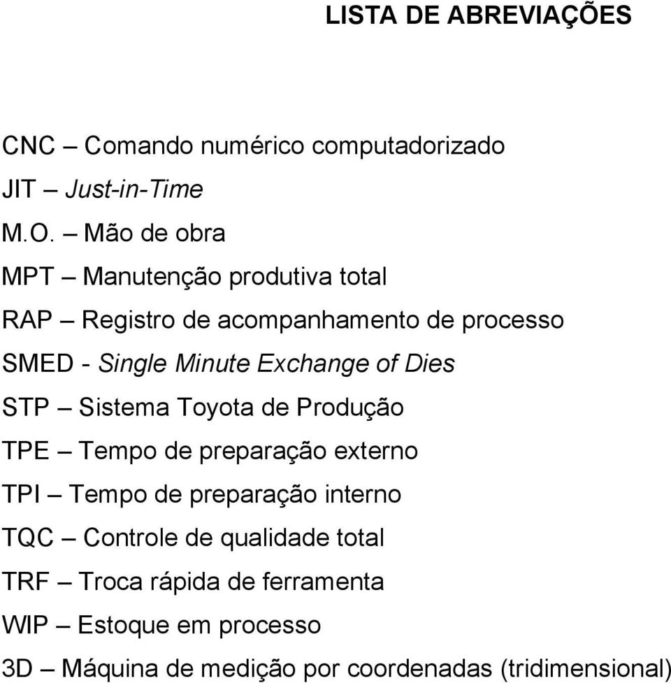 Exchange of Dies STP Sistema Toyota de Produção TPE Tempo de preparação externo TPI Tempo de preparação