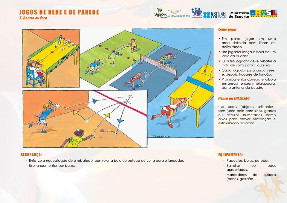 Progrida tentando rebater a bola em áreas menores (meia quadra, parte anterior da quadra).