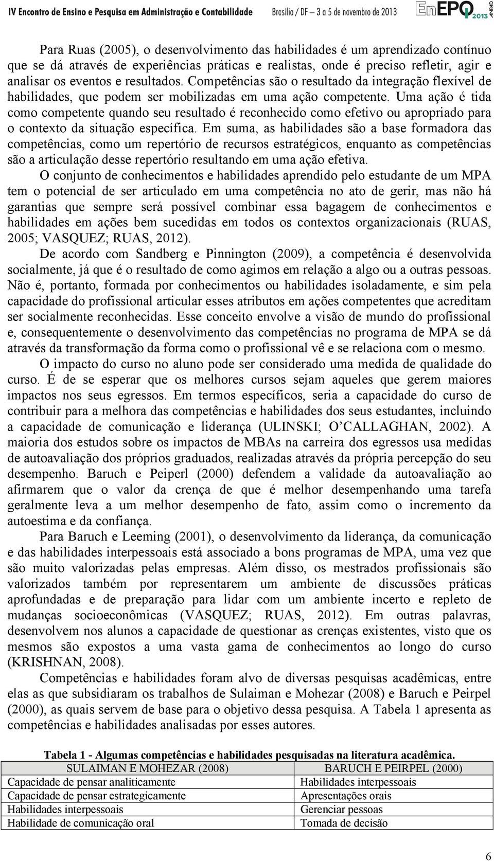 Uma ação é tida como competente quando seu resultado é reconhecido como efetivo ou apropriado para o contexto da situação específica.