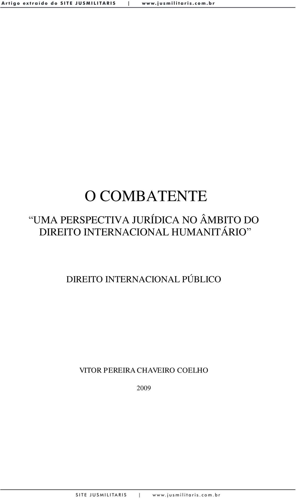 HUMANITÁRIO DIREITO INTERNACIONAL