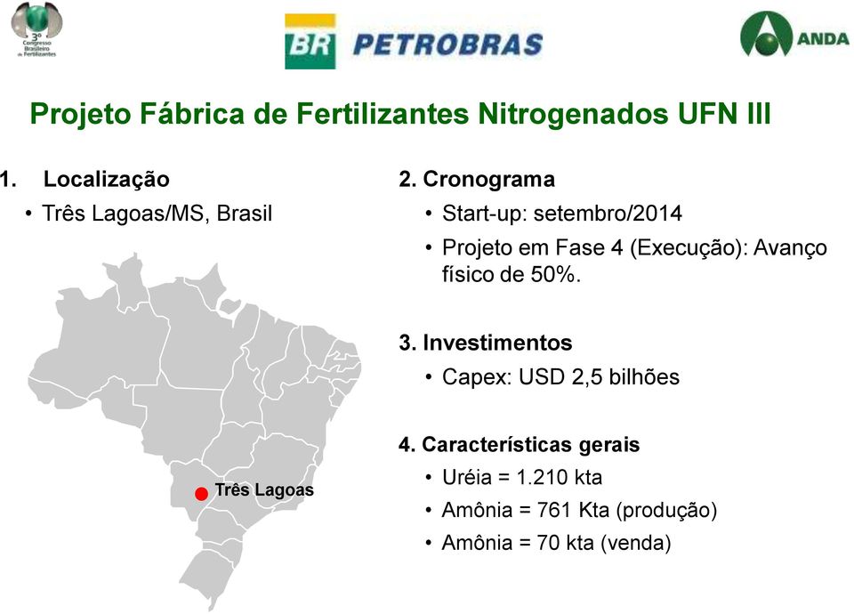 Cronograma Start-up: setembro/2014 Projeto em Fase 4 (Execução): Avanço físico de