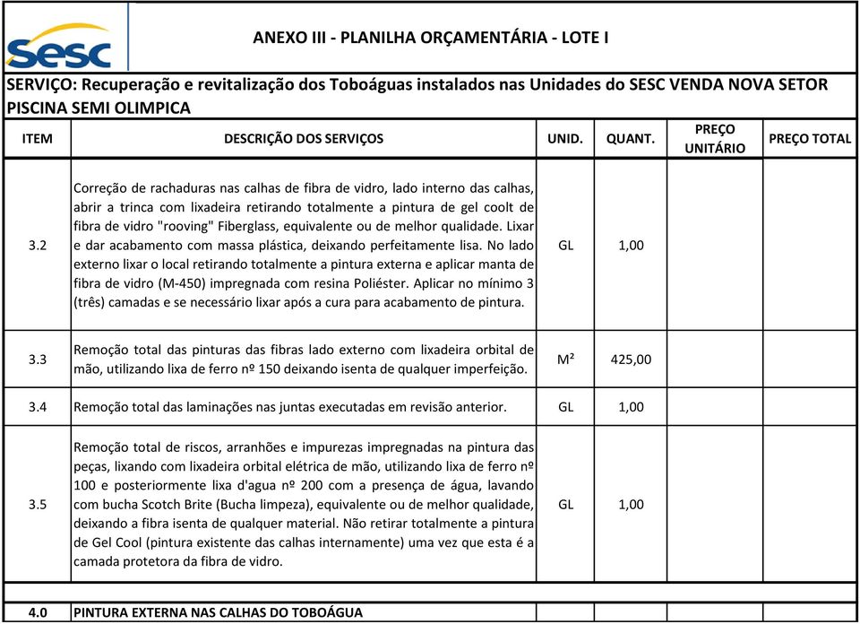 equivalente ou de melhor qualidade. Lixar e dar acabamento com massa plástica, deixando perfeitamente lisa.