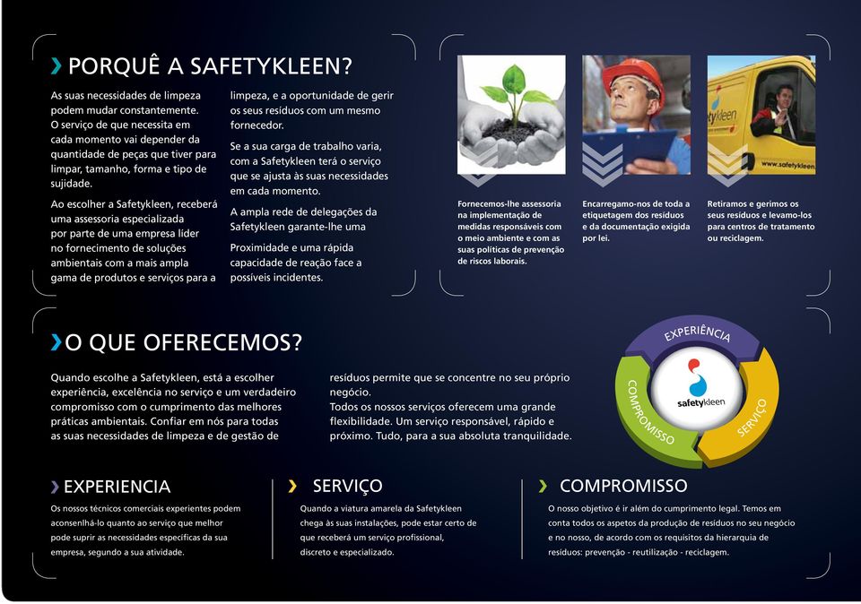 Ao escolher a Safetykleen, receberá uma assessoria especializada por parte de uma empresa líder no fornecimento de soluções ambientais com a mais ampla gama de produtos e serviços para a limpeza, e a