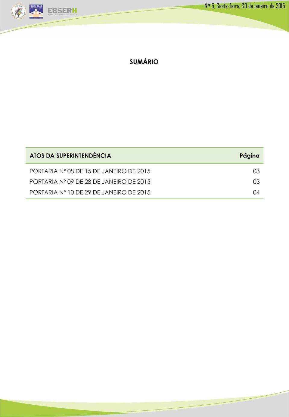 PORTARIA Nº 09 DE 28 DE JANEIRO DE 2015