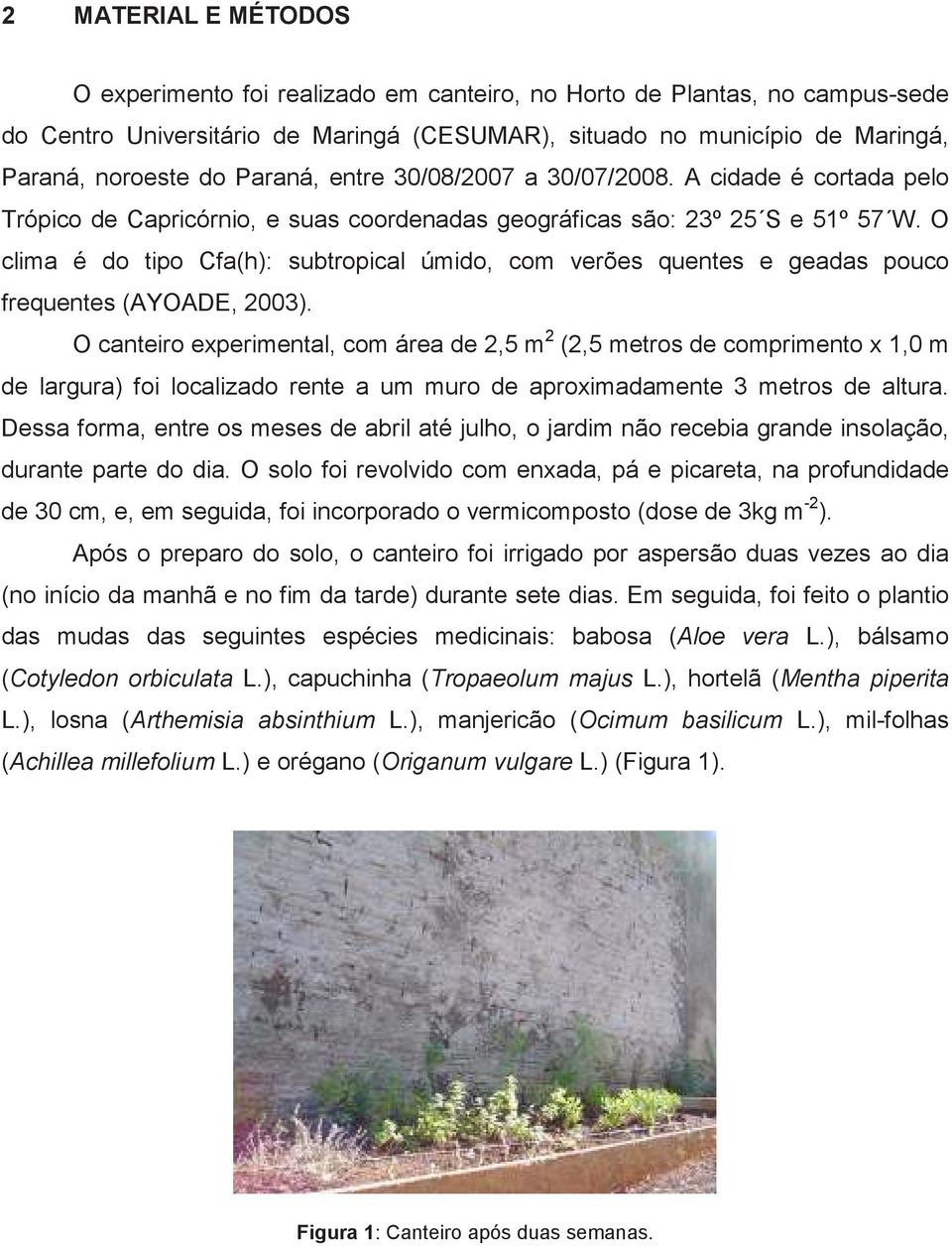 O clima é do tipo Cfa(h): subtropical úmido, com verões quentes e geadas pouco frequentes (AYOADE, 2003).