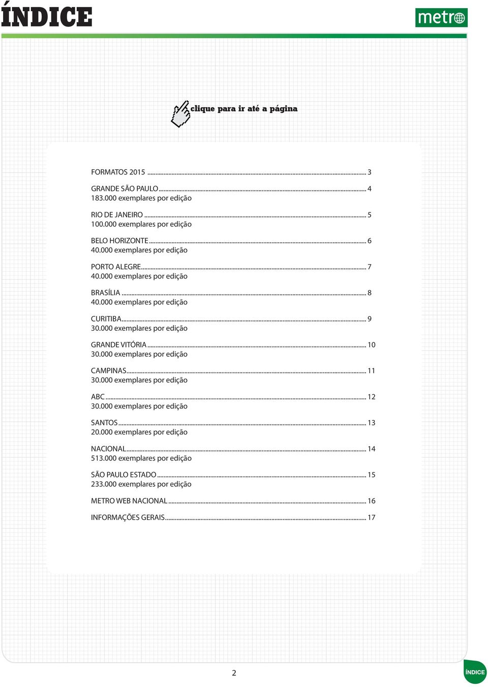 000 exemplares por edição CURITIBA... 9 30.000 exemplares por edição GRANDE VITÓRIA... 10 30.000 exemplares por edição CAMPINAS... 11 30.