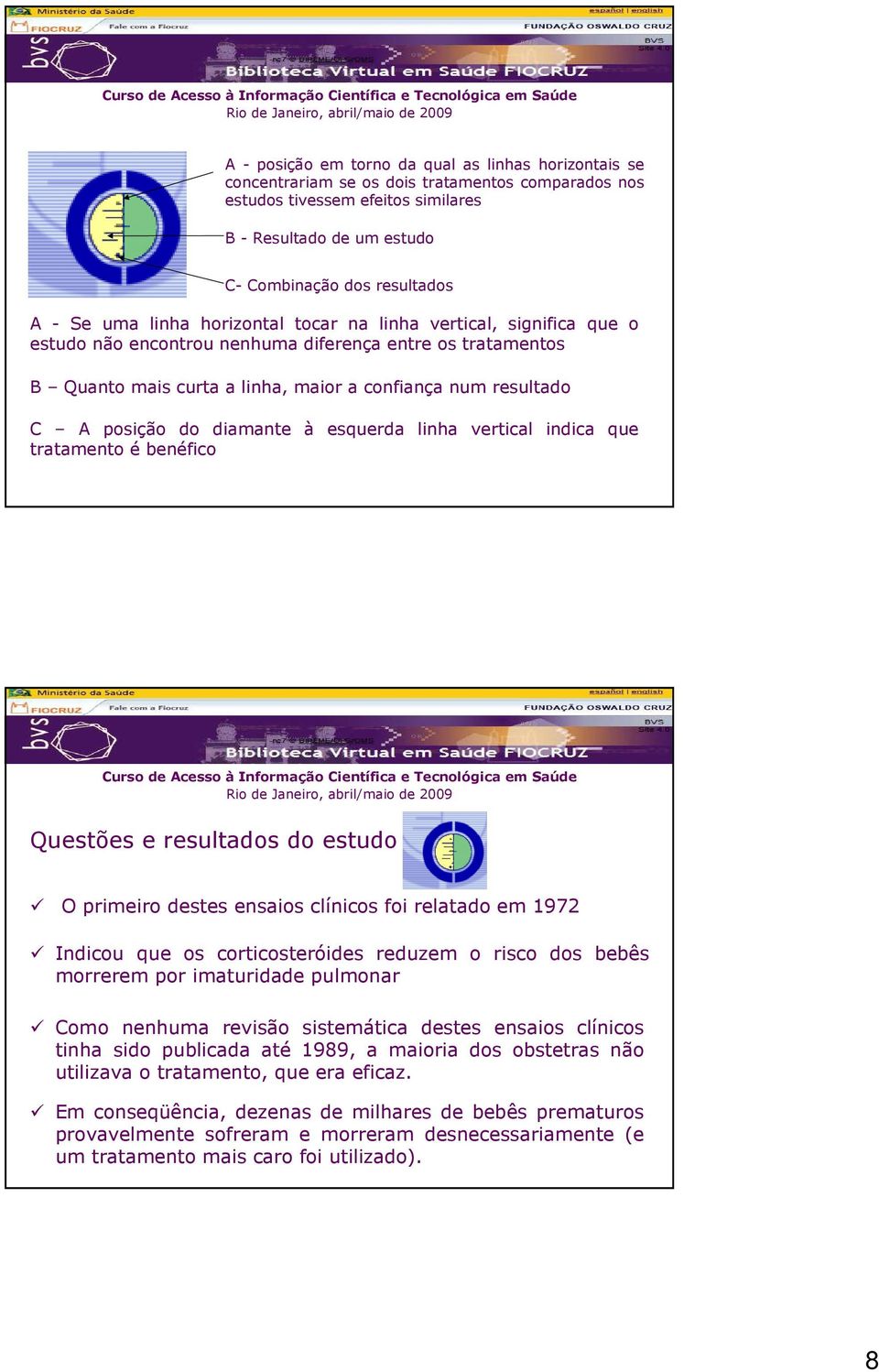 do diamante à esquerda linha vertical indica que tratamento é benéfico Questões e resultados do estudo O primeiro destes ensaios clínicos foi relatado em 1972 Indicou que os corticosteróides reduzem