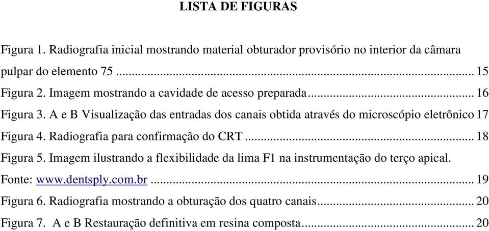 A e B Visualização das entradas dos canais obtida através do microscópio eletrônico 17 Figura 4. Radiografia para confirmação do CRT... 18 Figura 5.