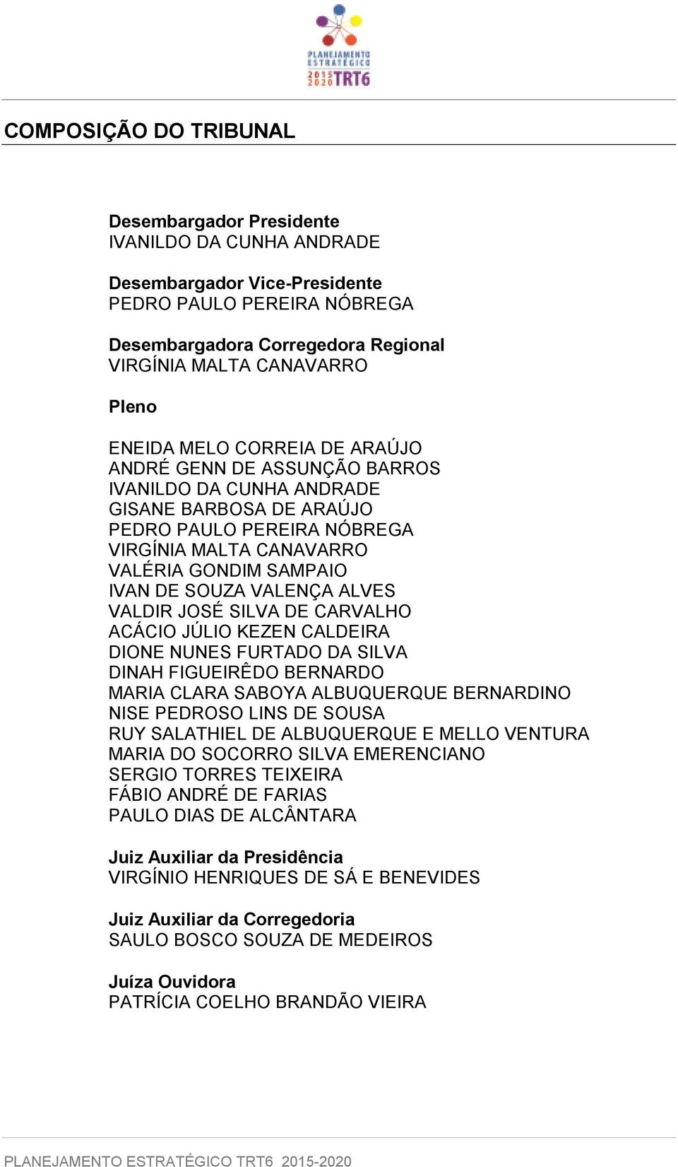 SOUZA VALENÇA ALVES VALDIR JOSÉ SILVA DE CARVALHO ACÁCIO JÚLIO KEZEN CALDEIRA DIONE NUNES FURTADO DA SILVA DINAH FIGUEIRÊDO BERNARDO MARIA CLARA SABOYA ALBUQUERQUE BERNARDINO NISE PEDROSO LINS DE